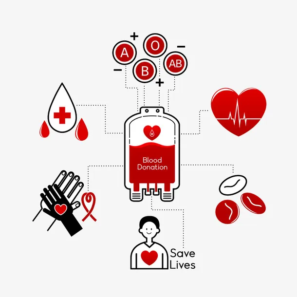 爱心献血手绘插画免抠