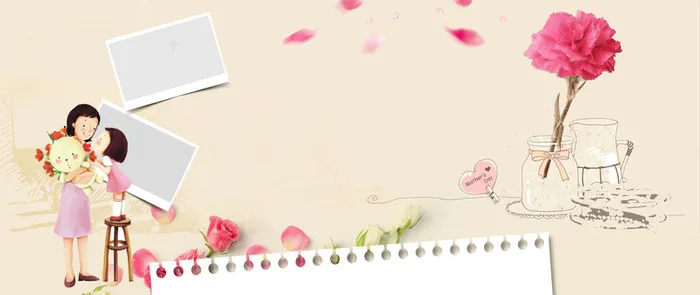 信纸母亲节康乃馨粉色花瓣相片背景高清