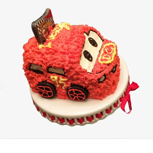 大红色可爱汽车蛋糕免抠