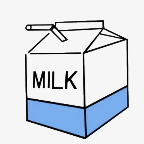 插着吸管的牛奶盒手绘免抠
