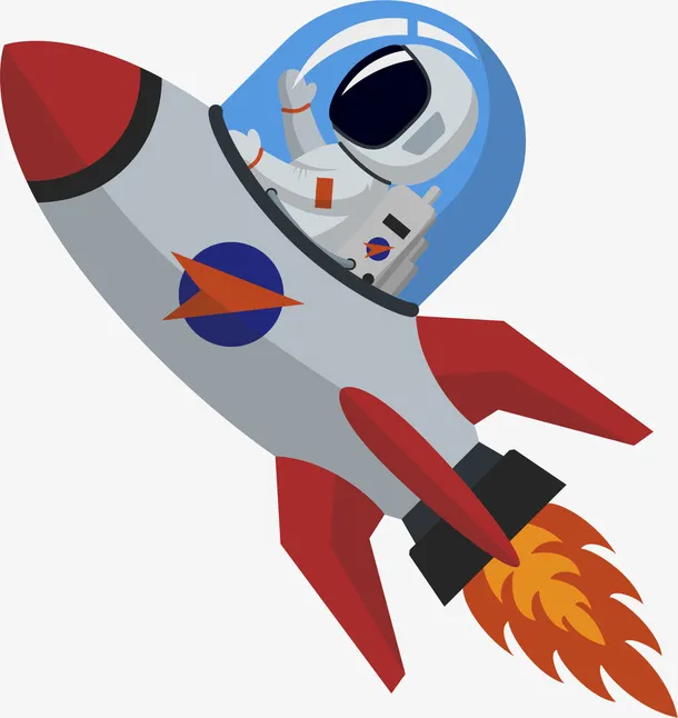 卡通创意坐火箭宇航员人物插画免抠