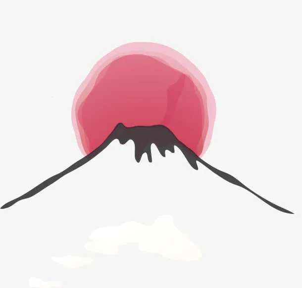 彩色手绘富士山矢量图免抠