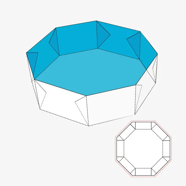 蓝色立体多边形包装结构PNG免抠