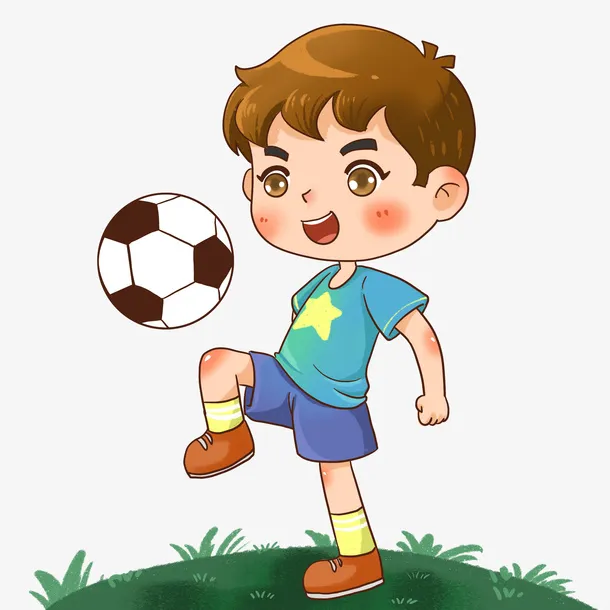 踢足球的可爱小男孩免抠