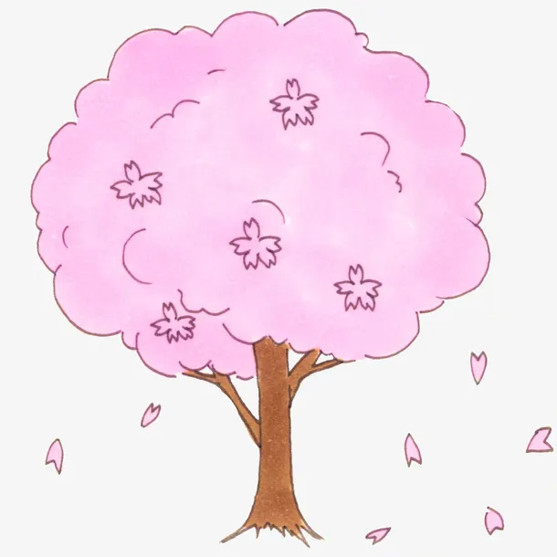 粉色浪漫樱花树木免抠
