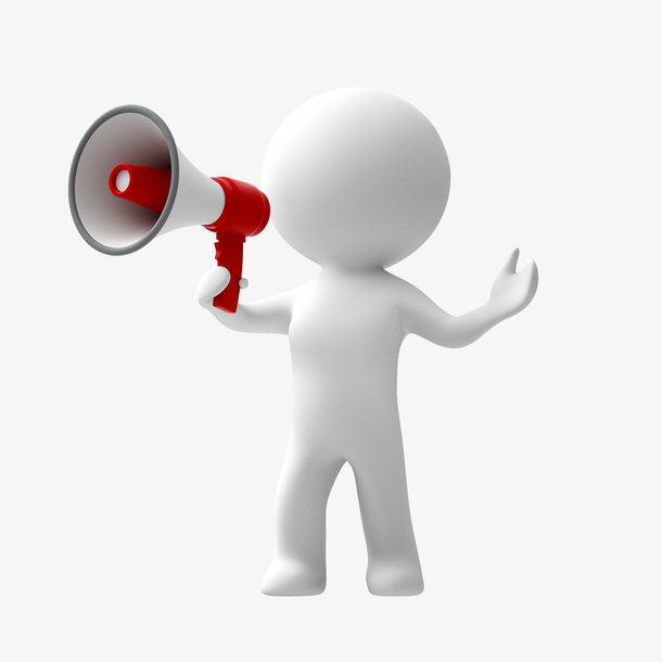 免抠图透明底3d小人喇叭免抠手绘卡通卡通元素