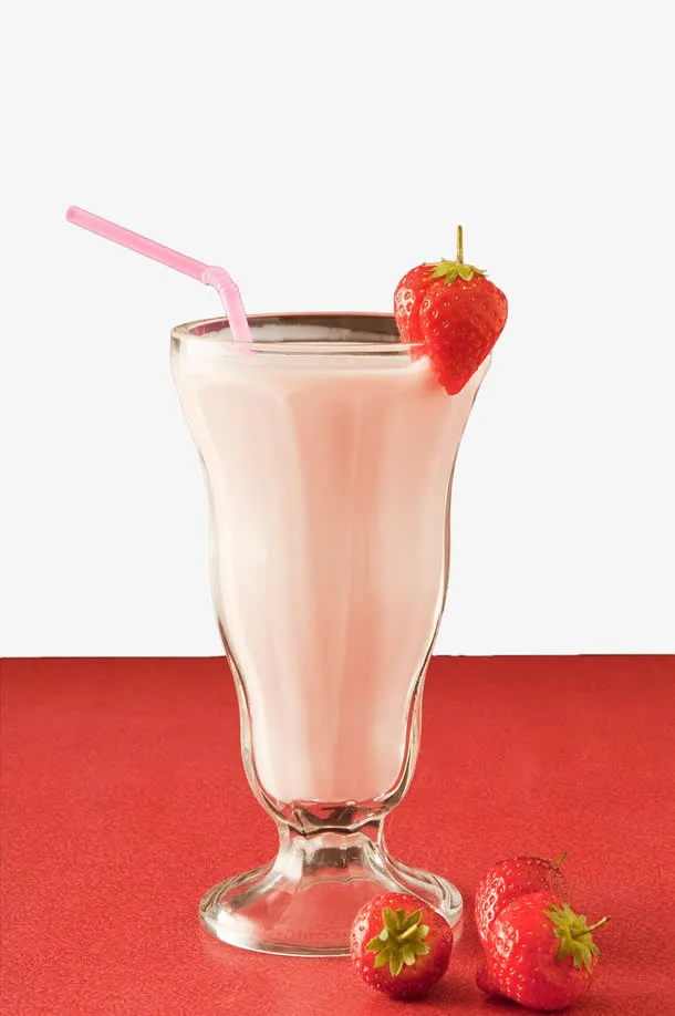一杯草莓牛奶饮品免抠
