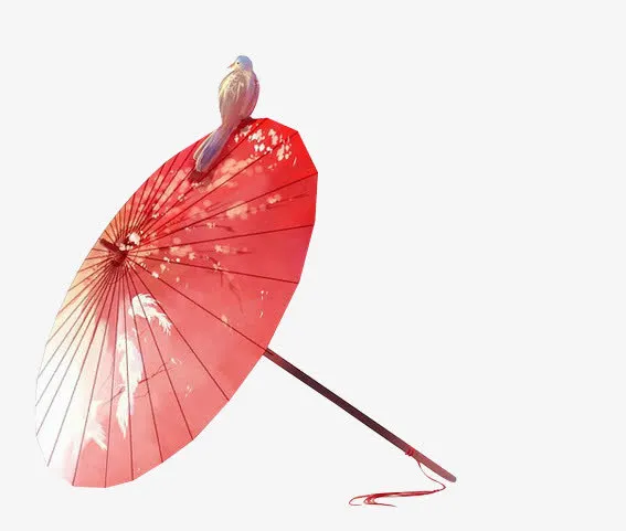 花折伞红色雨伞免抠