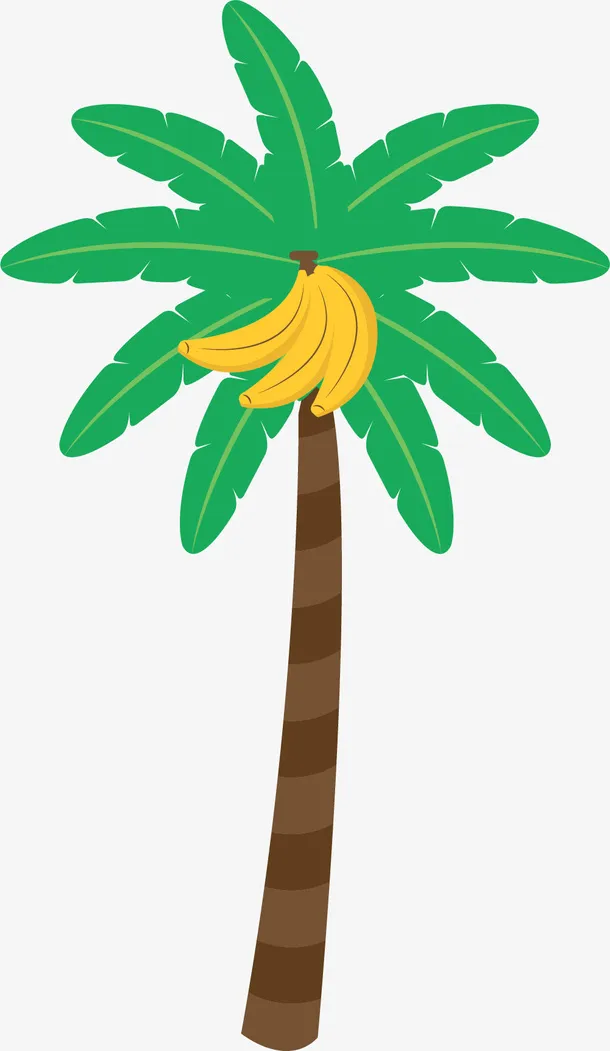 结果的卡通风格香蕉树免抠