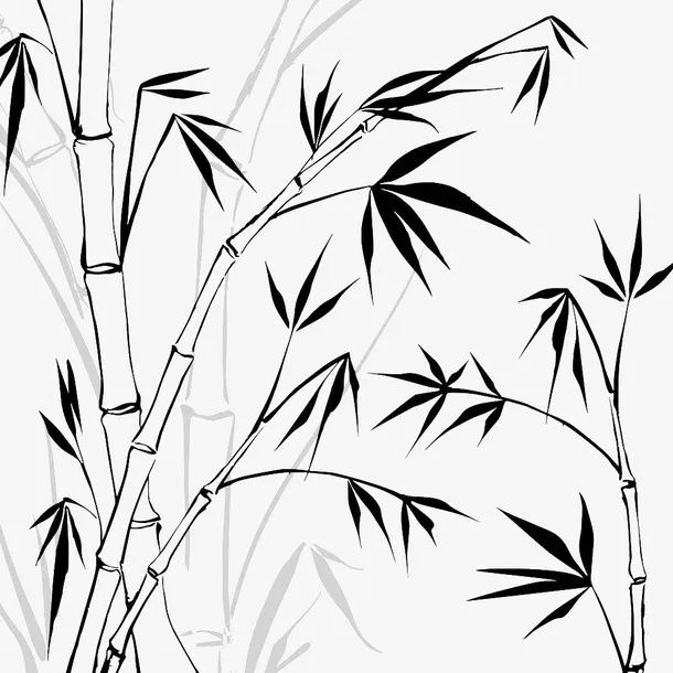 手绘黑色竹子免抠图标元素