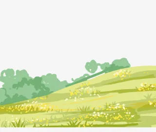 手绘漫画风格插图春天田野插画免抠