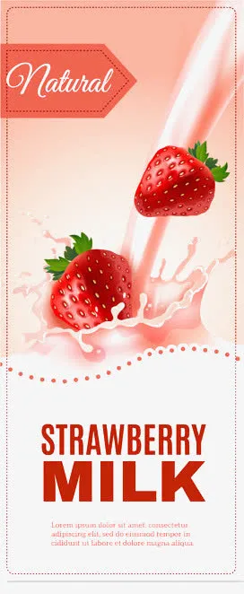 草莓牛奶海报免抠