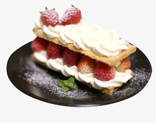 奶油草莓拿破仑小蛋糕免抠