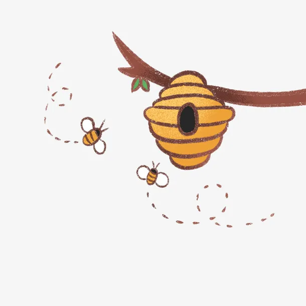 可爱棕色小蜜蜂蜂巢免抠