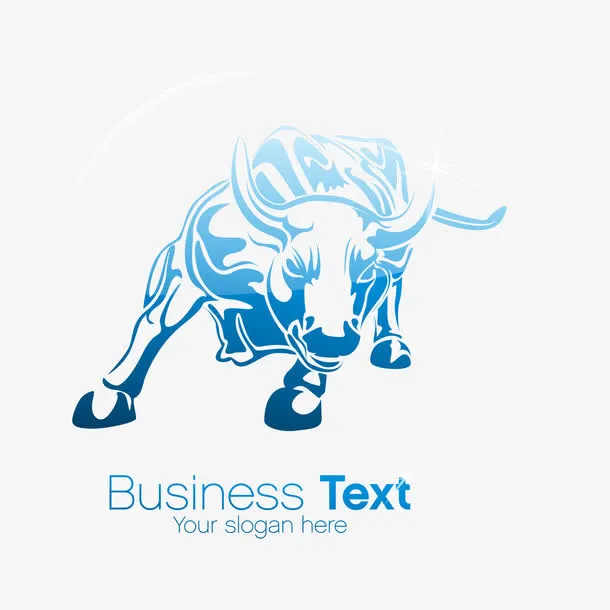 蓝色愤怒的公牛logo矢量素材免抠