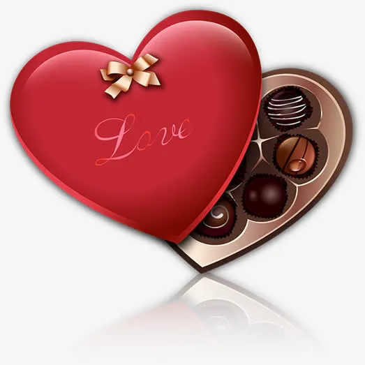 红色爱情爱心巧克力礼盒免抠
