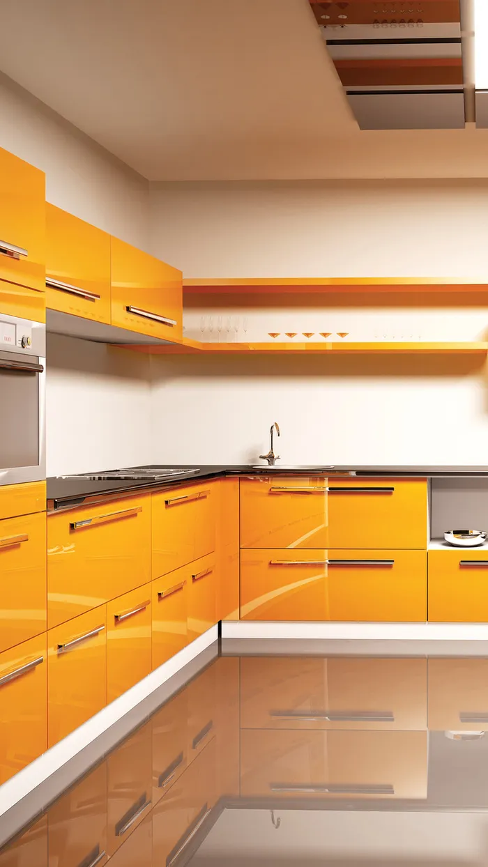 黄色厨房柜H5背景素材高清