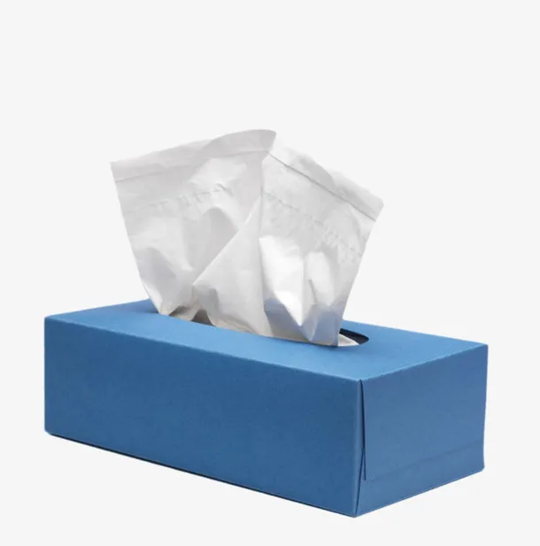 纯蓝色纸质包装的抽纸巾实物免抠