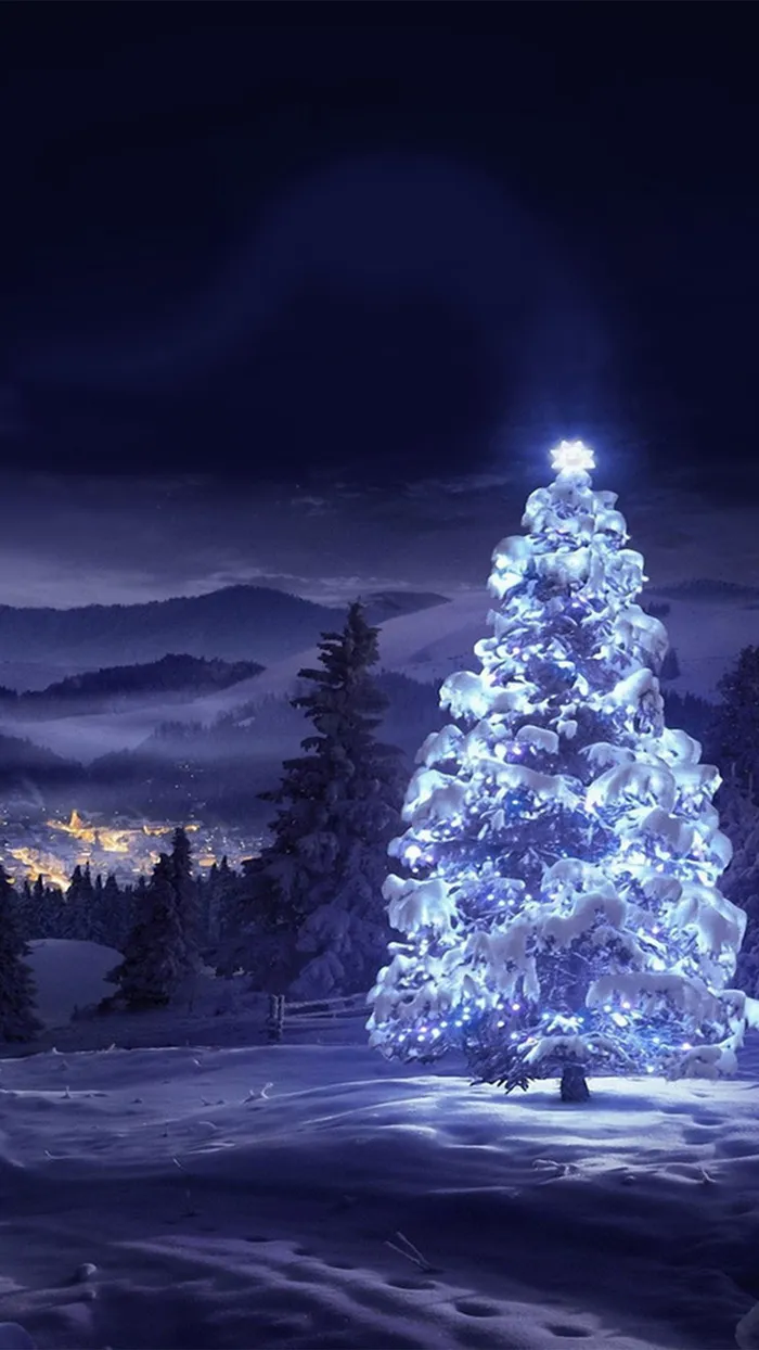 蓝色夜晚天空圣诞节主题背景高清