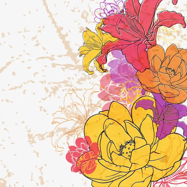 复古装饰花卉背景插画素材矢量