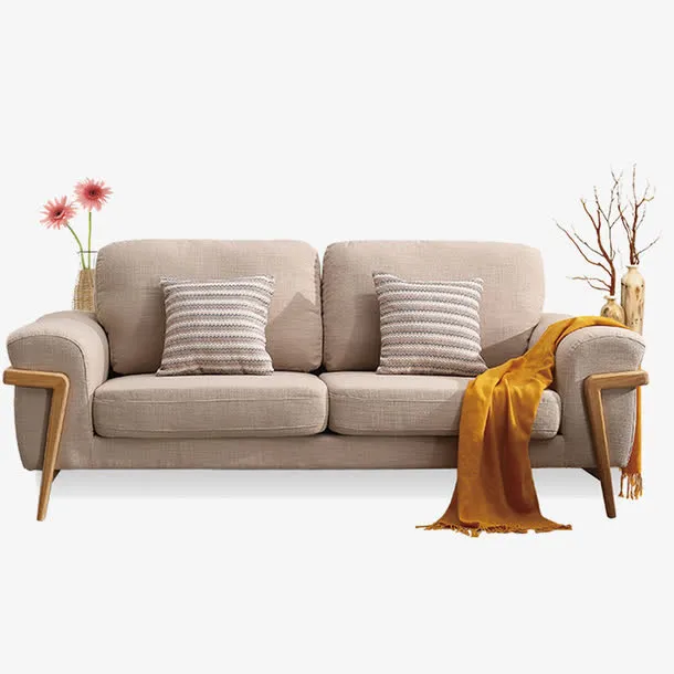 清新现代家居家装双人沙发花瓶摆免抠装饰生活用品元素