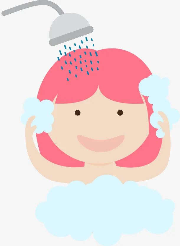 粉红头发女孩洗澡免抠