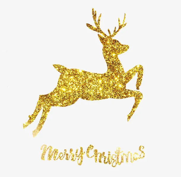 金色纹理圣诞节麋鹿免抠
