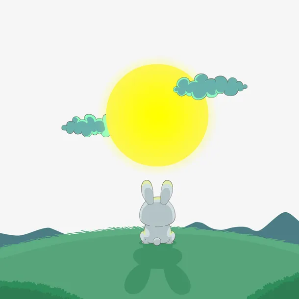 可爱中秋节望月的兔子矢量图免抠