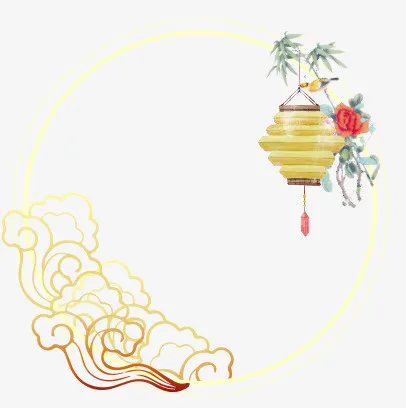 祥云边框灯笼竹叶鸟复古中国风元素免抠装饰中国风元素