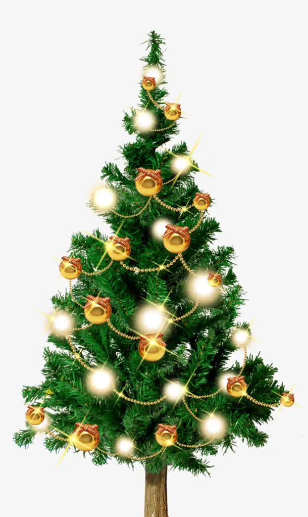 圣诞树彩球圣诞树彩灯圣诞树免抠