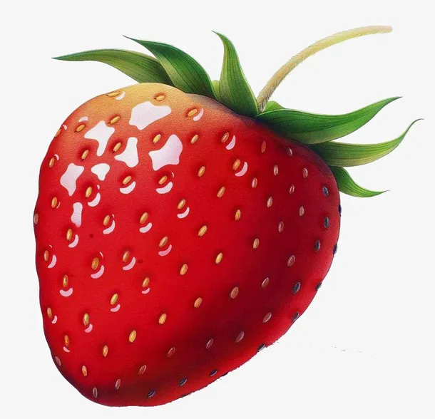手绘水果插图新鲜草莓立体插画免抠