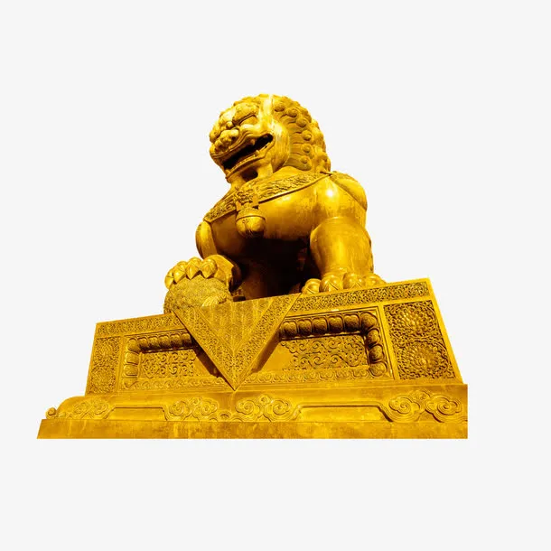 金色石头狮子免抠