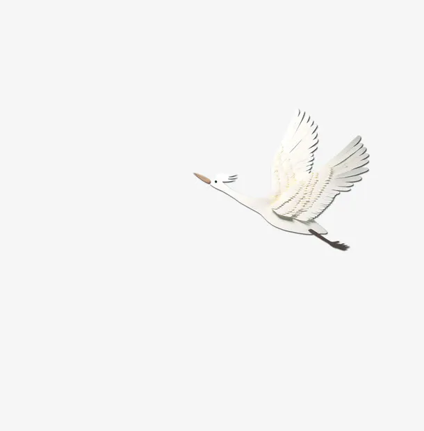 创意手绘白色飞翔的仙鹤免抠