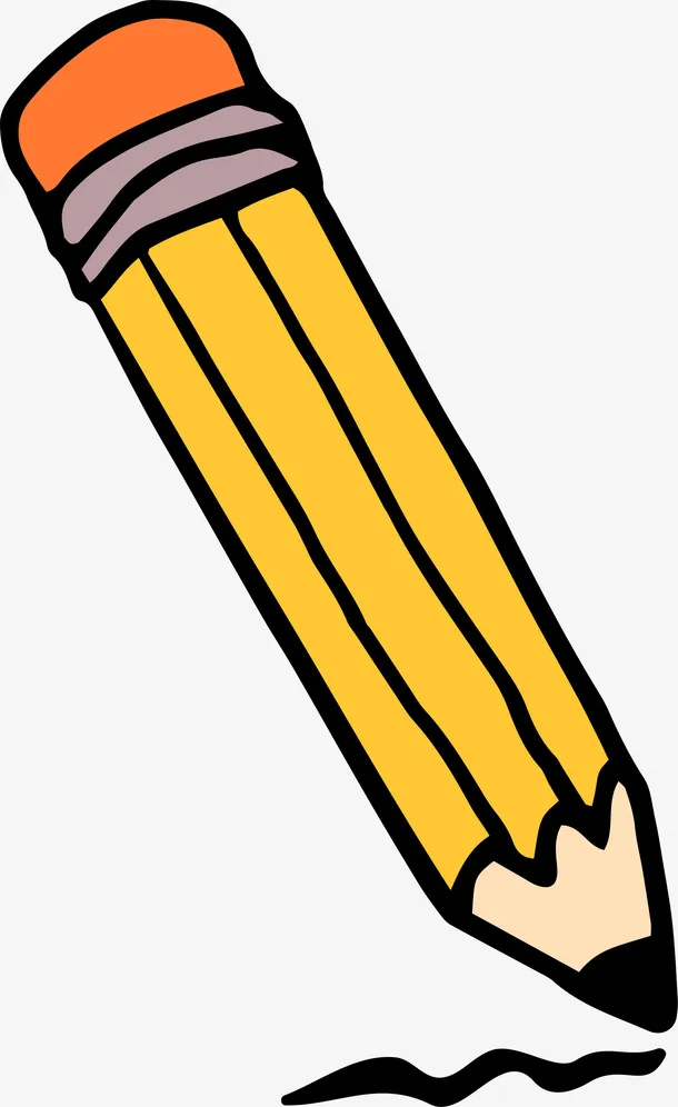 黄色卡通手绘铅笔免抠