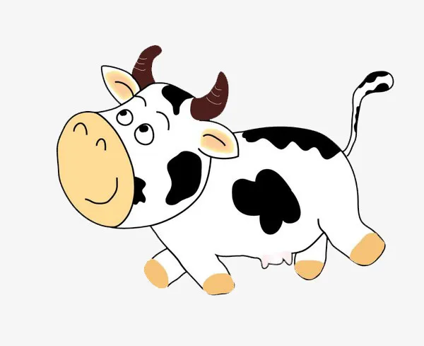 卡通手绘可爱黑白小奶牛免抠