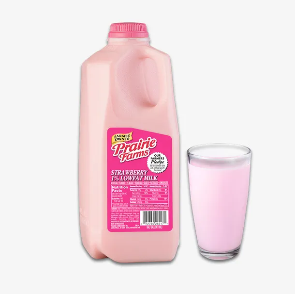 粉红色草莓牛奶素材免抠