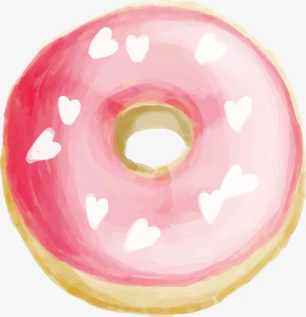粉色水彩美味甜甜圈免抠