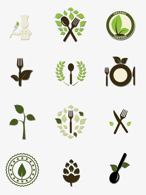 创意绿色食品标志设计免抠