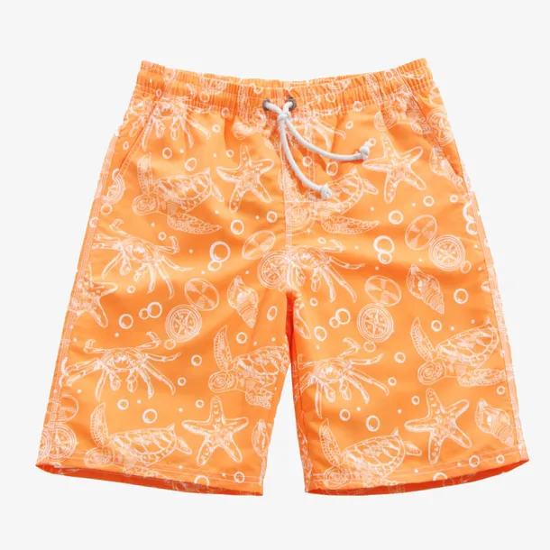 橙色动物印花沙滩裤免抠