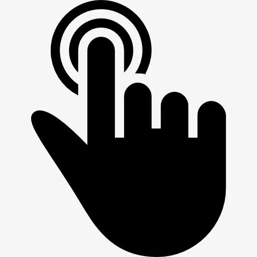 一个手指触摸的固体黑色手象征图标免抠