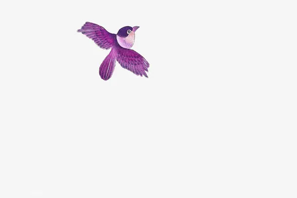 紫色小鸟飞翔展翅动作矢量背景素材