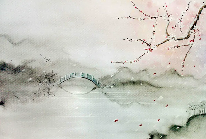 中国风手绘山水画平面广告高清
