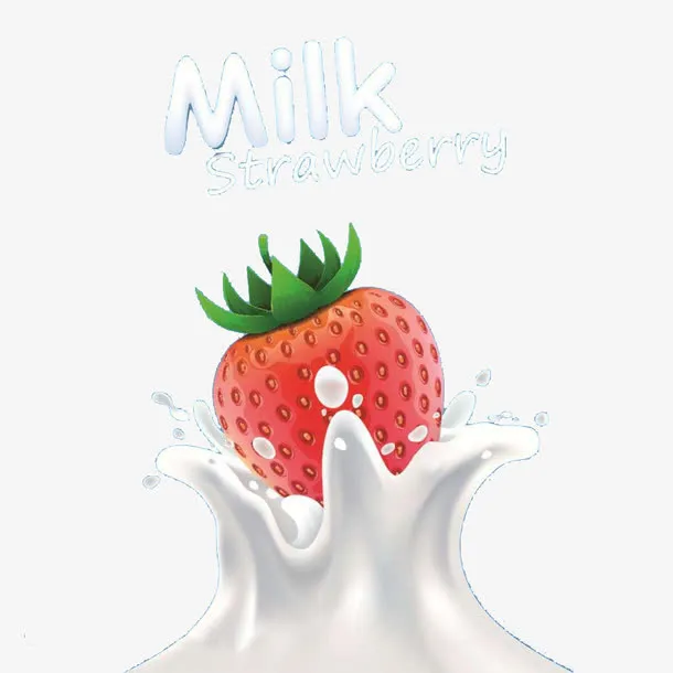 草莓牛奶创意广告图片免抠