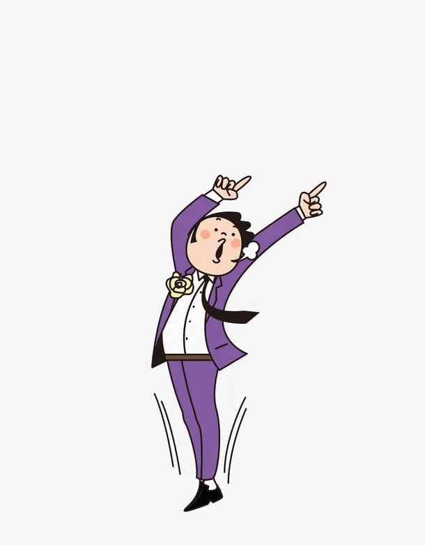 卡通紫色西装男士免抠