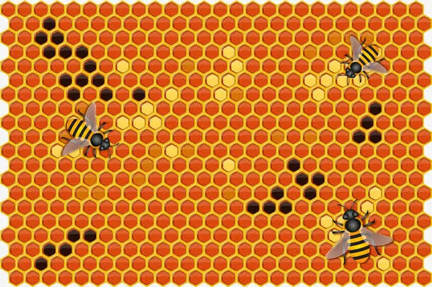蜜蜂与蜂巢矢量图免抠