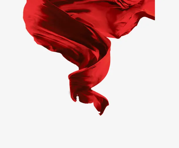 红色舞动的绸带免抠漂浮彩带元素