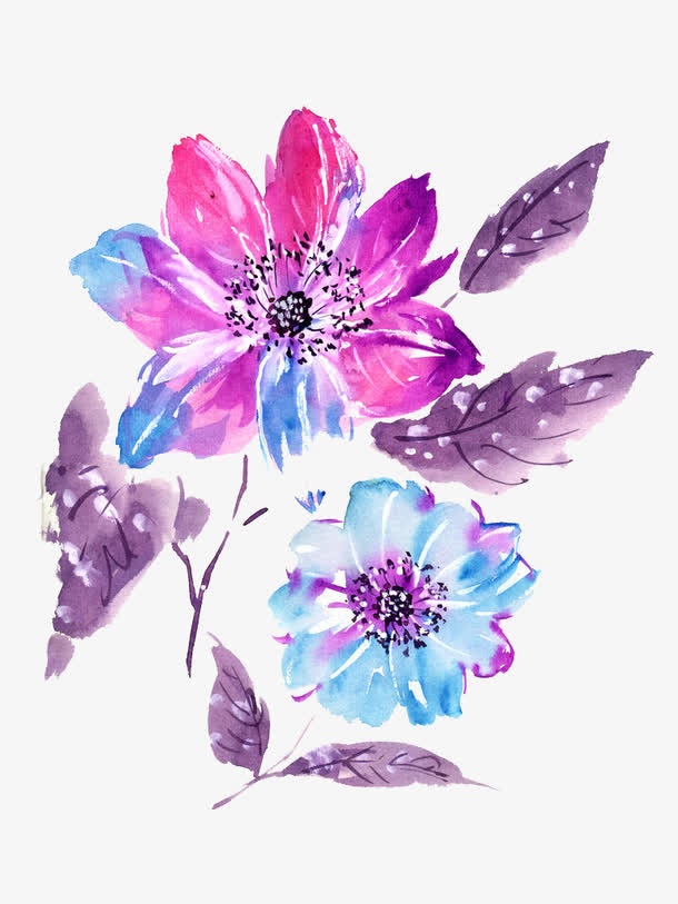 紫色水彩淡紫色花朵素材免抠 菜鸟图库