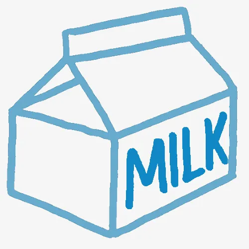 蓝色牛奶盒手绘线条画免抠
