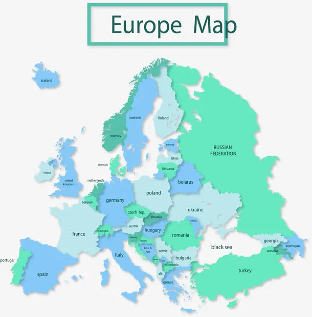 绿色欧洲地图免抠