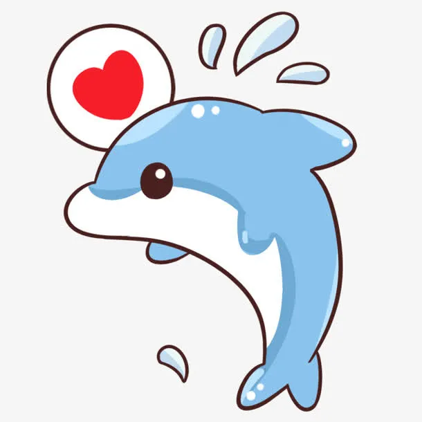 卡通海豚蓝色海豚免抠